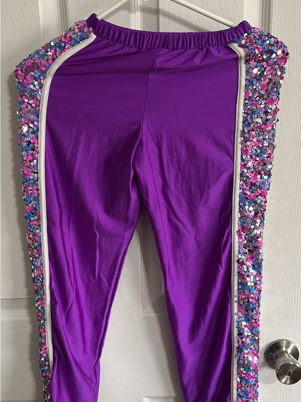 Girls' Purple Sequin dance Trim 2 piece outfit size youth medium